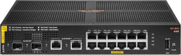 HP Aruba 6100 12G Class 4 PoE Switch - Networking Switch 12 Θυρών με Υποστήριξη PoE