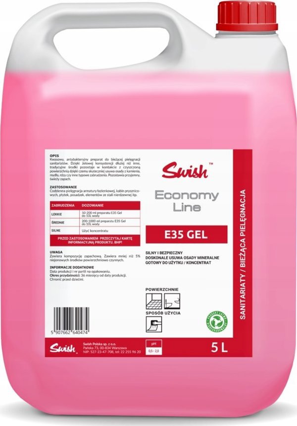 Swish Fresh E35 Τζελ Καθαρισμού Τουαλέτας & Ειδών Υγιεινής, 5lt
