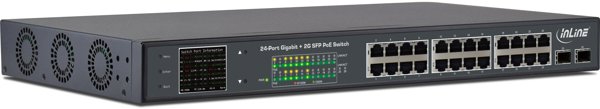 Switch InLine PoE+ Gigabit 24 Θυρών 1GBit/s, 2x SFP, 48,26cm (19"), Μέταλλο, με οθόνη, 420W
