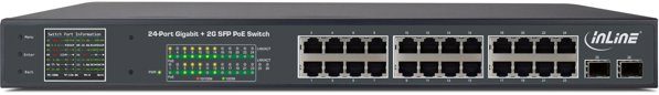 Switch InLine PoE+ Gigabit 24 Θυρών 1GBit/s, 2x SFP, 48,26cm (19"), Μέταλλο, με οθόνη, 420W