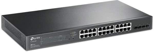Switch TP-Link JetStream łącza sieciowe zarządzany L2/L2+ Gigabit Ethernet (10/100/1000) Obsługa PoE 1U czarny (TL-SG2428P)