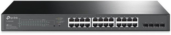 Switch TP-Link JetStream łącza sieciowe zarządzany L2/L2+ Gigabit Ethernet (10/100/1000) Obsługa PoE 1U czarny (TL-SG2428P)