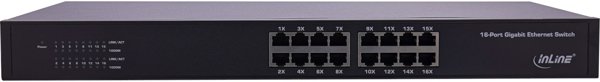 Switch InLine InLine® Gigabit Network Switch 16-Port, 1Gb/s, 19" 1U, metal, fanless