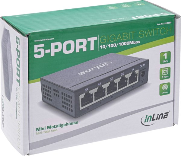 Switch InLine InLine Gigabit Netzwerk Switch 5-Port, 1GBit/s, Lfterlos