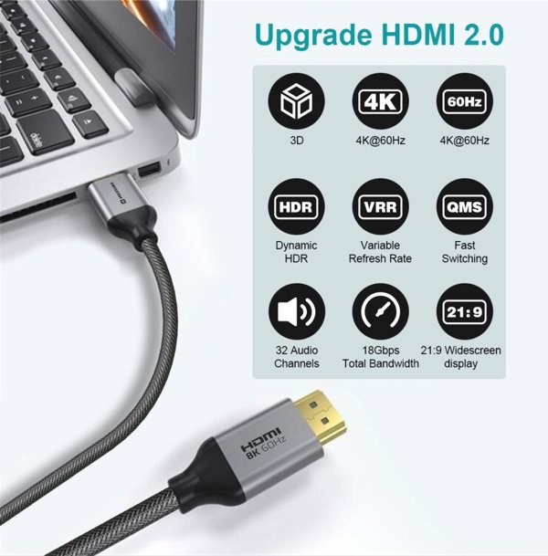Swissten Kabel HDMI - HDMI 4k 60hz 2.0m 75501102