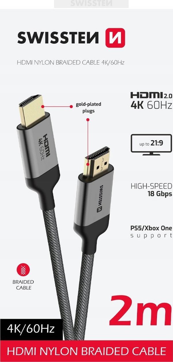 Swissten Kabel HDMI - HDMI 4k 60hz 2.0m 75501102