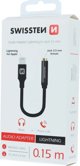 Swissten Audio adapter textile Lightning /jack 0,15 m black