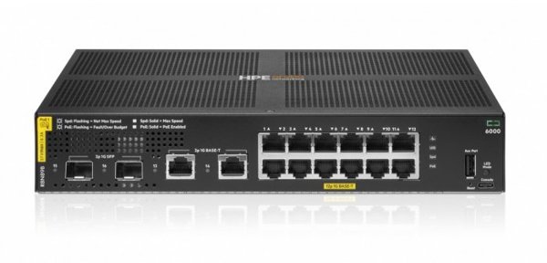 HPE Aruba Networking CX 6000 12G Class4 PoE 2G SFP Switch, Διαχειριζόμενο L3 Gigabit Ethernet 139W, 1U
