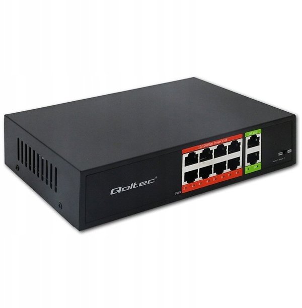 Αδιαχείριστος Διακόπτης Qoltec Fast Ethernet PoE