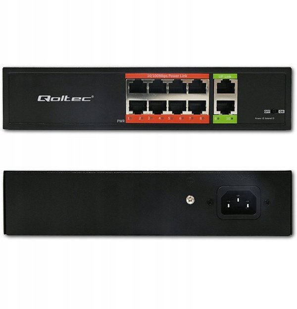 Αδιαχείριστος Διακόπτης Qoltec Fast Ethernet PoE