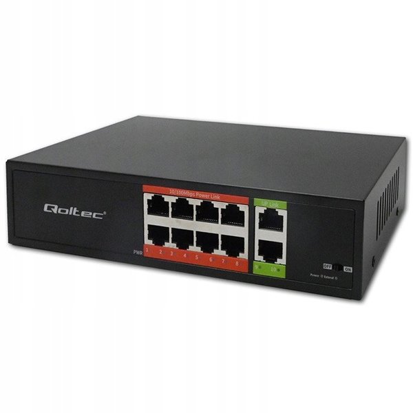 Αδιαχείριστος Διακόπτης Qoltec Fast Ethernet PoE