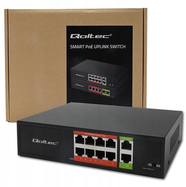 Αδιαχείριστος Διακόπτης Qoltec Fast Ethernet PoE