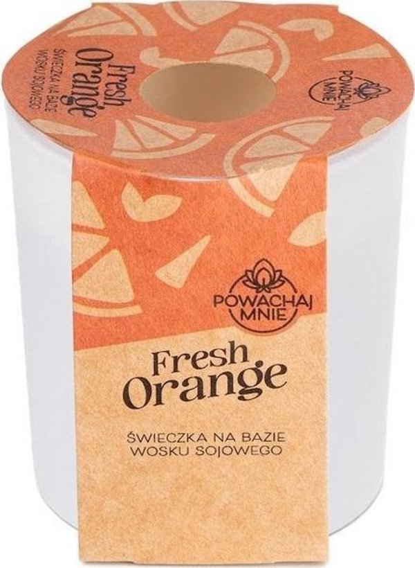 Swieczka sojowa Powachaj mnie Fresh Orange biala