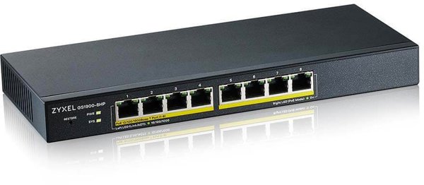 ZyXEL GS1900-8HP Switch 8-Port Gigabit PoE+ Managed, Μαύρο, 90W