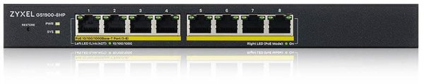 ZyXEL GS1900-8HP Switch 8-Port Gigabit PoE+ Managed, Μαύρο, 90W