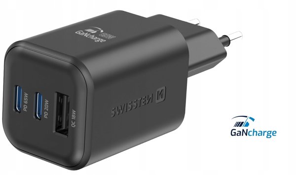 Swissten Travel Charger GaN 2x USB-C / PD USB-A / 18W QC / 65W