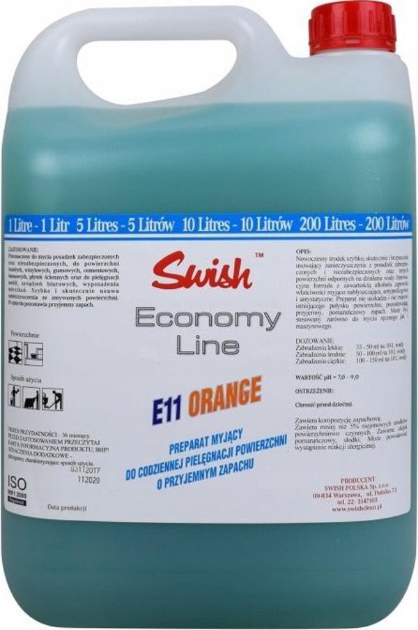 Swish E11 Καθαριστικό Επιφανειών Καθημερινής Φροντίδας, 5L, Πορτοκαλί