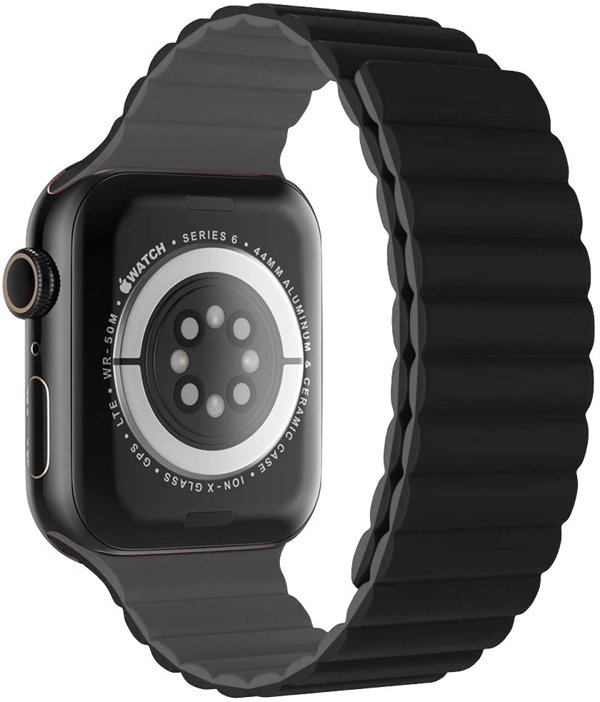 Swissten Μαγνητικό Λουράκι Σιλικόνης για Apple Watch 38/40mm - Μαύρο