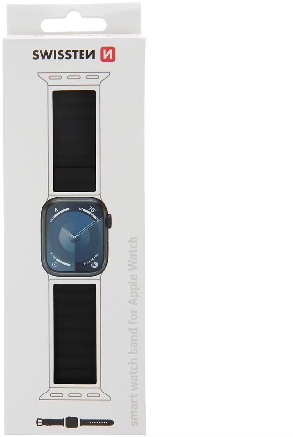 Swissten Μαγνητικό Λουράκι Σιλικόνης για Apple Watch 38/40mm - Μαύρο