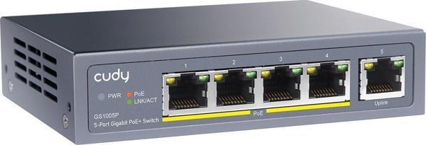 Cudy GS1005P Gigabit Switch 5 Θυρών με PoE+ 60W, Μεταλλικό Περίβλημα, 1 Gbps