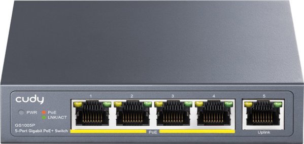 Cudy GS1005P Gigabit Switch 5 Θυρών με PoE+ 60W, Μεταλλικό Περίβλημα, 1 Gbps