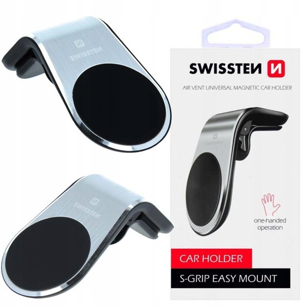 Swissten Magnetic car holder easy mount silver