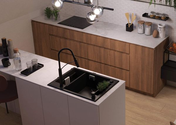 Deante Σιφόν Space Saver για Γρανιτένιους Νεροχύτες 1,5 και 2 Θαλάμων, με Δυνατότητα Σύνδεσης Πλυντηρίου