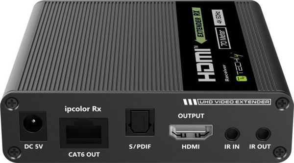 Techly HDMI 4K UHD 60Hz Extender 70m, Σύστημα Μετάδοσης Σήματος AV μέσω Cat6/6A/7, Μαύρο