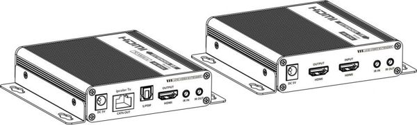 Techly HDMI 4K UHD 60Hz Extender 70m, Σύστημα Μετάδοσης Σήματος AV μέσω Cat6/6A/7, Μαύρο