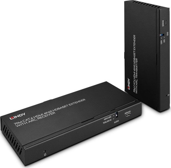 Σύστημα μετάδοσης σήματος AV Lindy Adap 70m Cat.6 HDMI 4K60 Extender με ARC