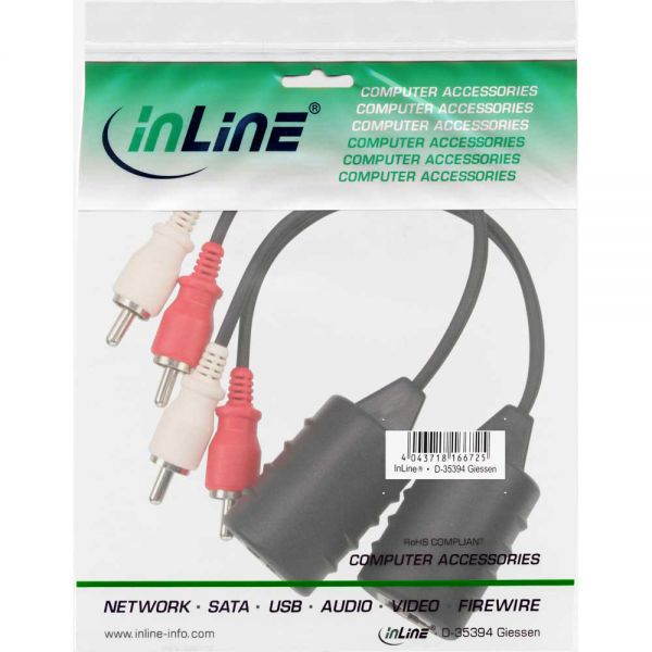 Σύστημα μετάδοσης σήματος AV InLine RCA (Cinch) x2 - RJ-45 0,1m μαύρο (89001)