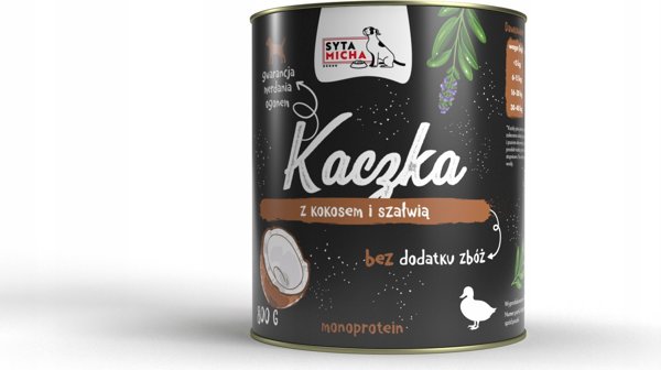 Syta Micha SYTA MICHA υγρή τροφή πάπια με καρύδα και φασκόμηλο 800g για σκύλους