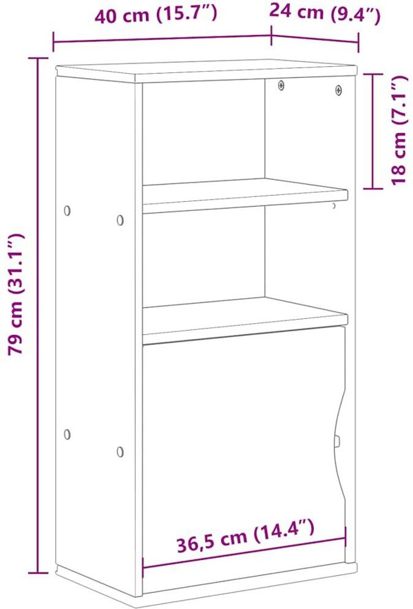 Πλευρικό Έπιπλο «ODDA» Λευκό 40x24x79 cm Μασίφ Ξύλο Πεύκου