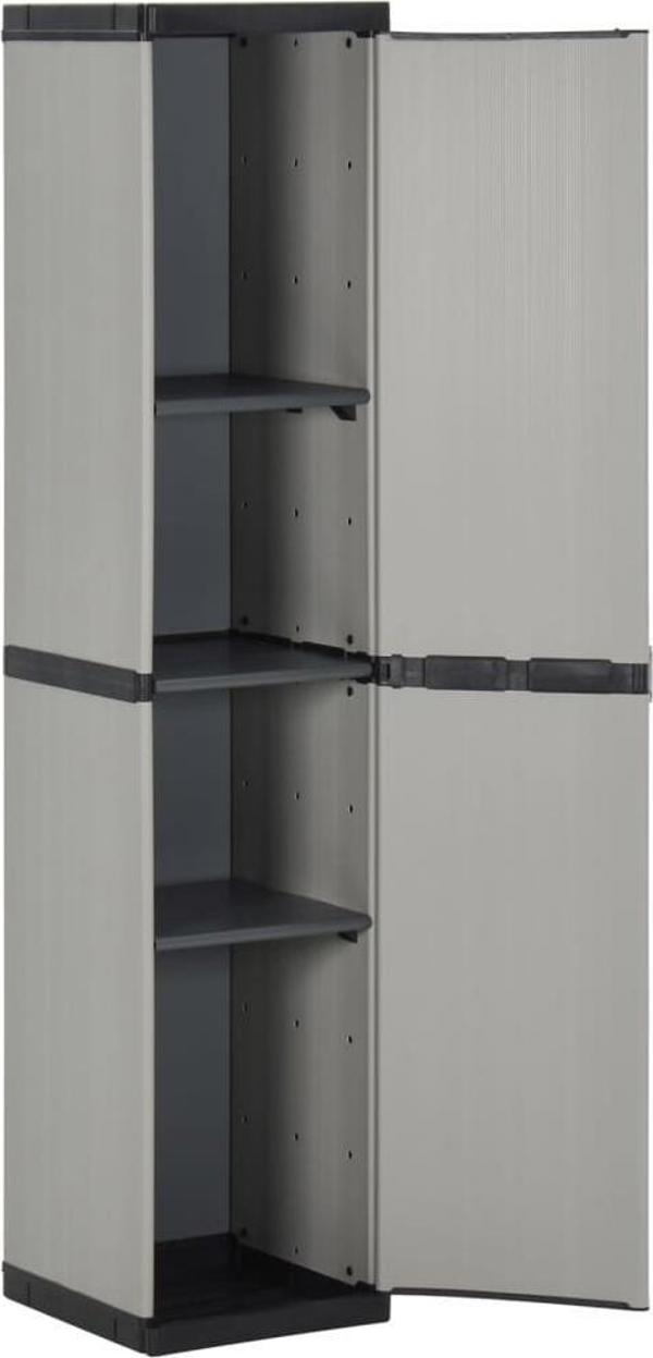 vidaXL ντουλάπα κήπου με 3 ράφια, γκρι-μαύρη, 34x40x168 cm