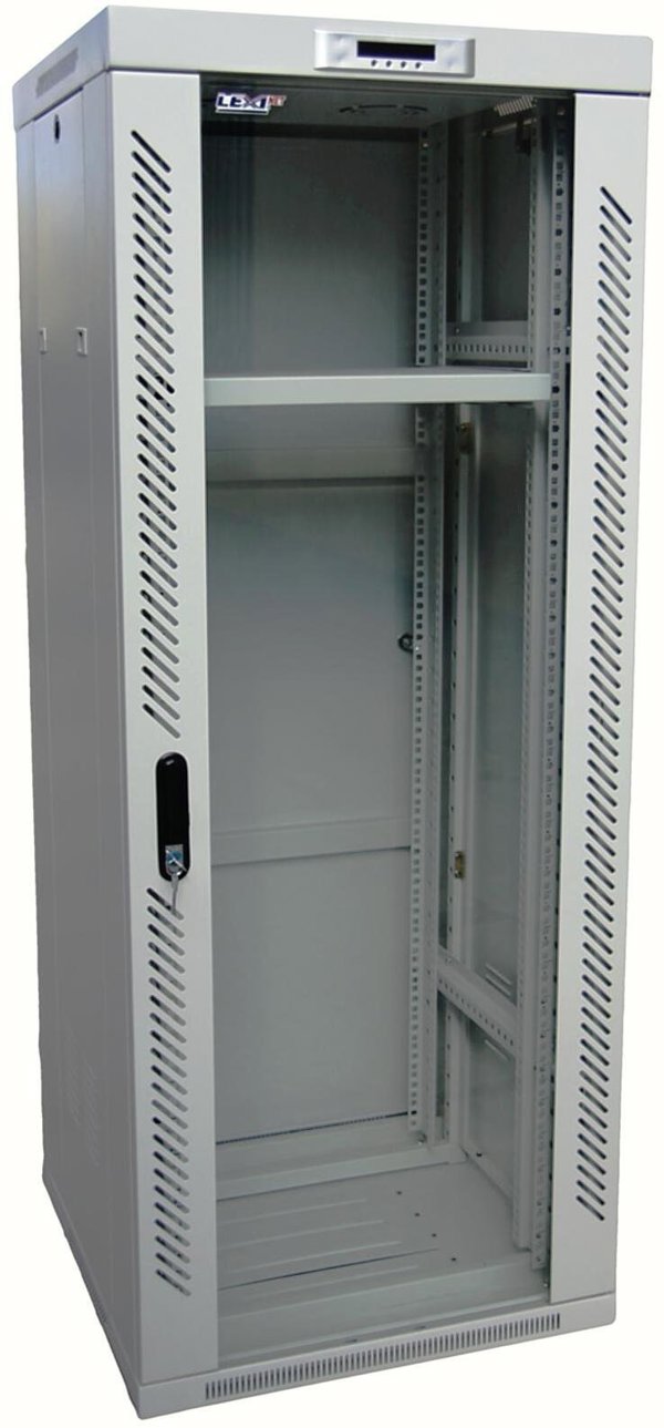 Szafa Lexi-NET LEXI-Net 19" stojanový rozvaděč 24U 600x600 rozebiratelný, ventilační jednotka, termostat, kolečka, 600kg, sklo, šedý