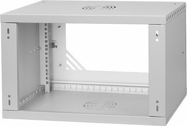 Szafa Lexi-NET LEXI-Net 19" nástěnný rozvaděč Basic 6U 520x350, skleněné dveře, bez zad, rozložený, šedý