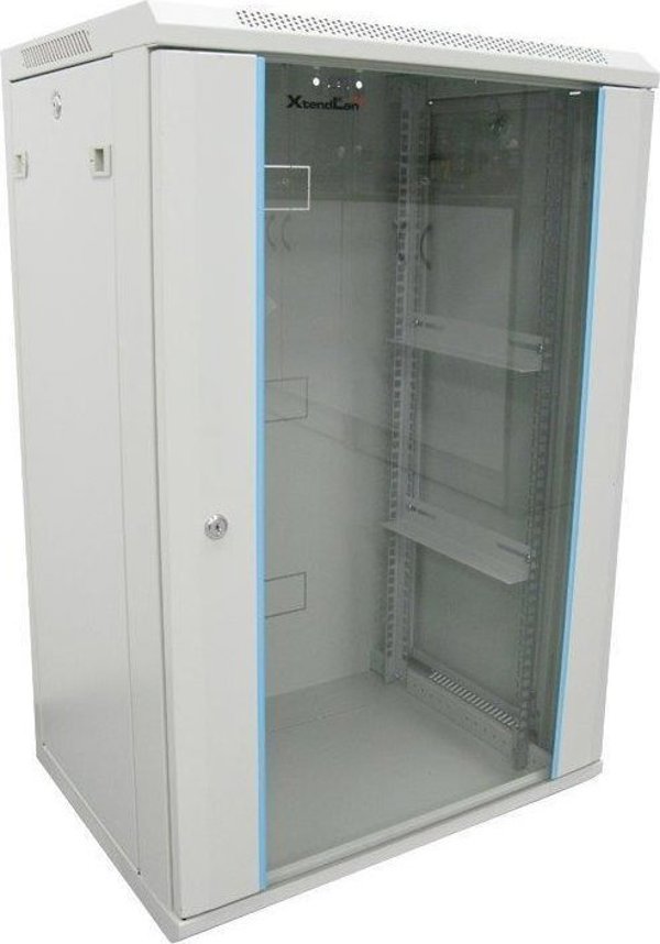 Ντουλάπα XtendLan 19" Rack 22U 600x600 Γκρι με Γυάλινη Κόκκινη Πόρτα