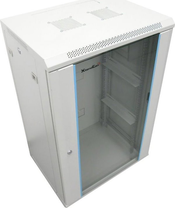 Ντουλάπα XtendLan 19" Rack 22U 600x600 Γκρι με Γυάλινη Κόκκινη Πόρτα