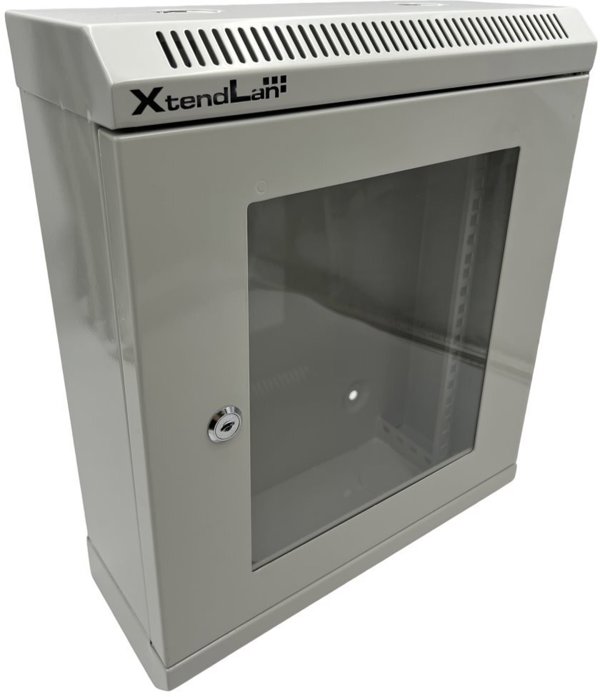 Szafa XtendLan XtendLan 10" nástěnný rozvaděč 9U 350x140, nosnost 50 kg, dveře z plexiskla, svařovaný, šedý