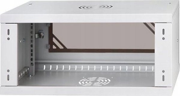 Szafa Lexi-NET LEXI-Net 19" nástěnný rozvaděč Basic 4U 520x450, skleněné dveře, bez zad, rozložený, šedý