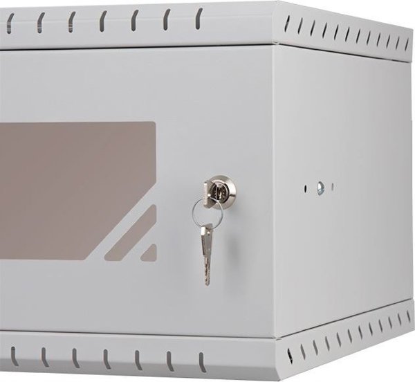 Szafa Lexi-NET LEXI-Net 19" nástěnný rozvaděč Basic 4U 520x450, skleněné dveře, bez zad, rozložený, šedý