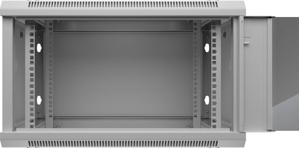 Κρεμαστή ντουλάπα RACK 19" 6U, 450mm, Netrack F-Line, γκρι, γυάλινες πόρτες, πλευρές που ανοίγουν