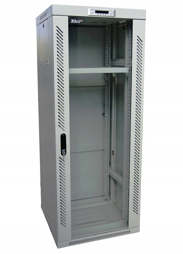 Szafa Lexi-NET LEXI-Net 19" stojanový rozvaděč 18U 600x600 rozebiratelný, ventilační jednotka, termostat, kolečka, 600kg, sklo, šedý