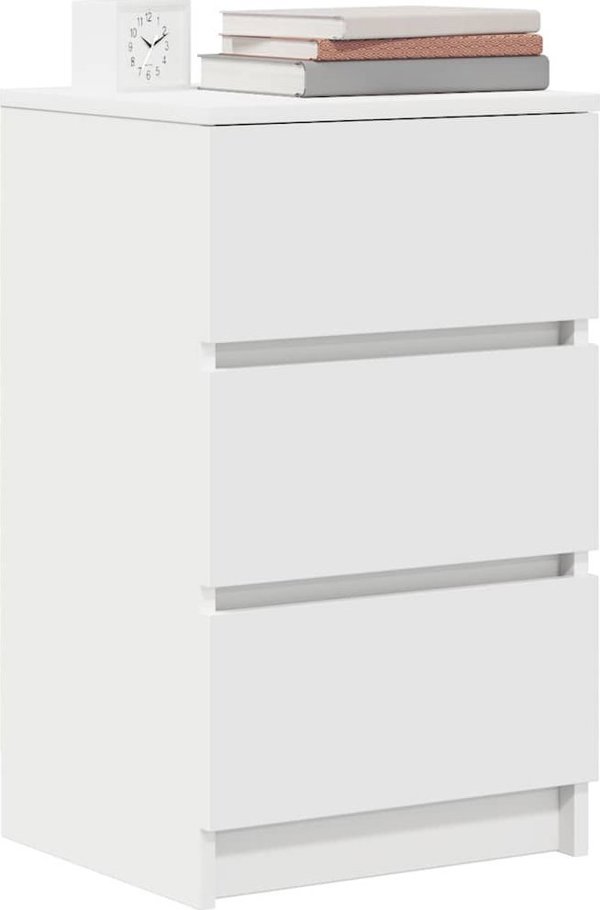 vidaXL Σετ 2 Κομοδίνα με 3 Συρτάρια, Λευκά, 39x35x65 εκ.