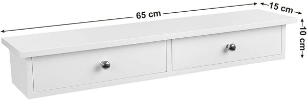 Ντουλάπι τοίχου λευκό 65x15x10 cm με συρτάρια και ράφι