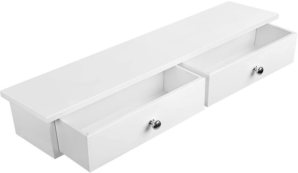 Ντουλάπι τοίχου λευκό 65x15x10 cm με συρτάρια και ράφι