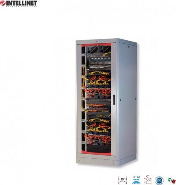 Intellinet Network Solutions Επιδαπέδιο Rack 19'' 42U, 600x800, Συναρμολογημένο, Γυάλινη Πόρτα, Γκρι