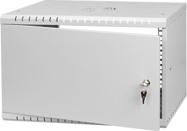 Szafa Lexi-NET LEXI-Net 19" nástěnný rozvaděč Basic 6U 520x450, plechové dveře, bez zad, rozložený, šedý