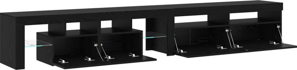 vidaXL Σετ 2 Ντουλάπια Τηλεόρασης με LED Φώτα, Μαύρη Δρυς, Ξύλο Μηχανικής Επεξεργασίας, 120x35x40 cm