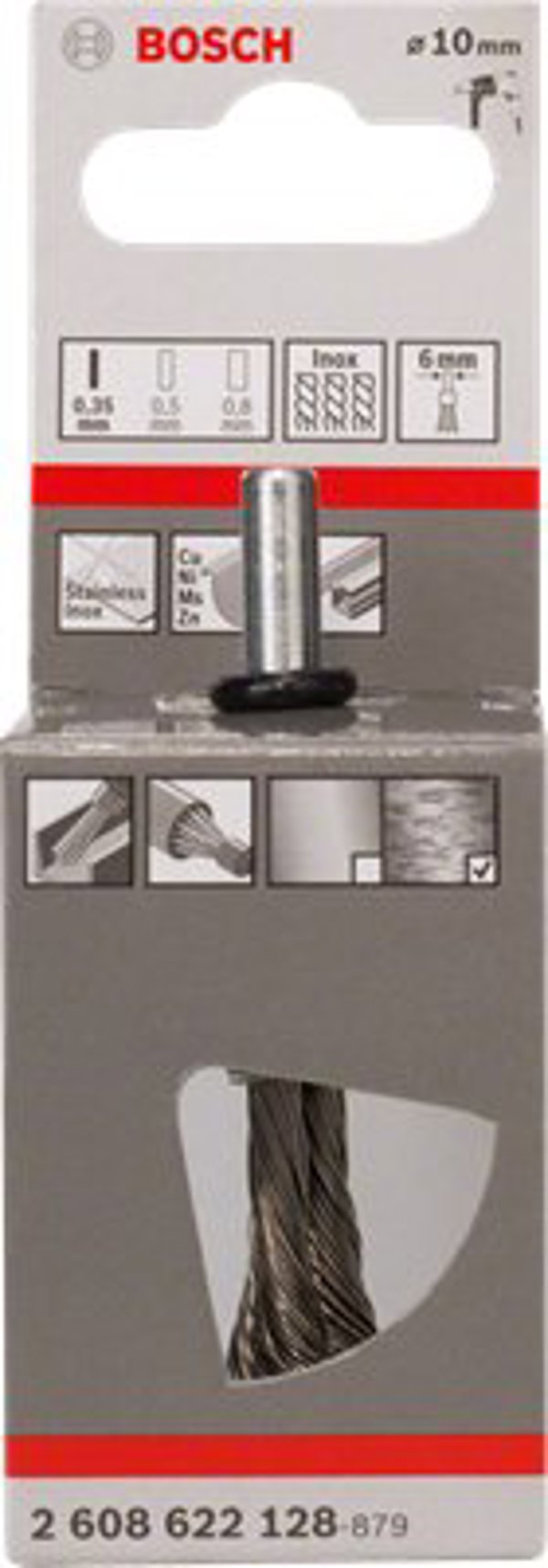 Βούρτσα με συρματόβουρτσα 10x0,35x- INOX 6MM
